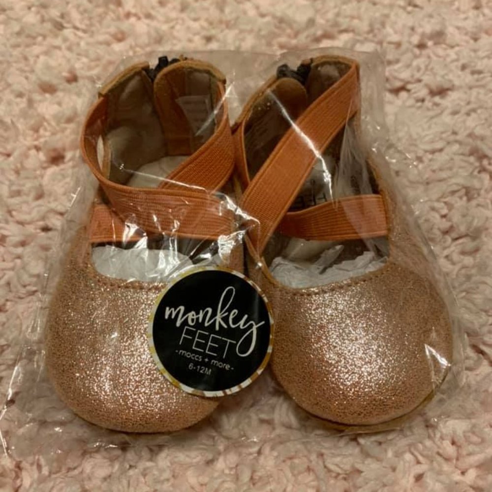 Monkey Feet - Orange Enchanted Ballet Flats 6-12M